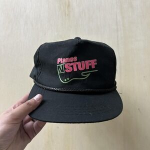 Vintage Pianos N Stuff Yupoong Hat Cap Snap Back Mens One Size Black Music Rope